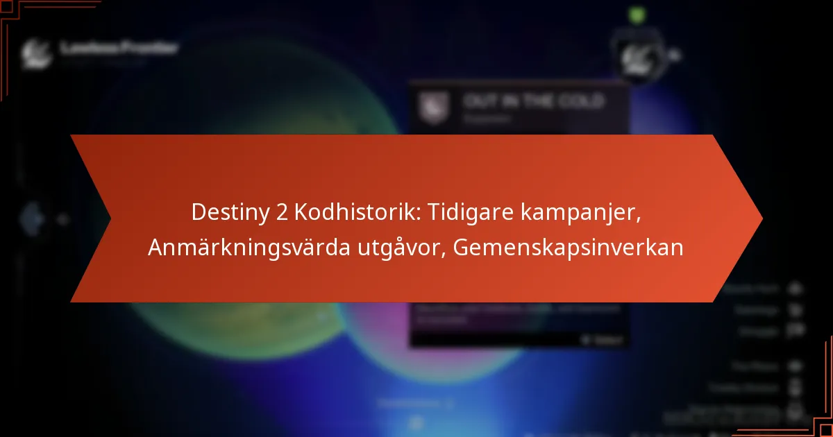 Destiny 2 Kodhistorik: Tidigare kampanjer, Anmärkningsvärda utgåvor, Gemenskapsinverkan